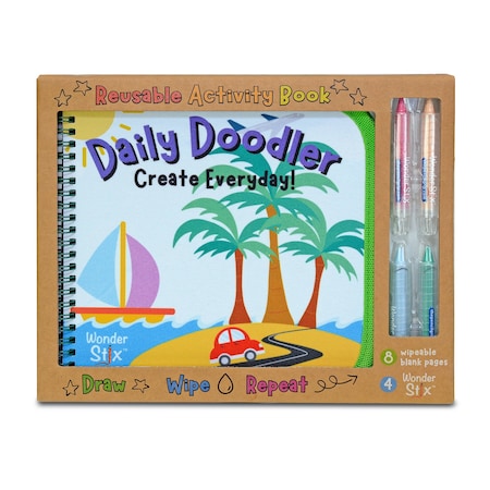 The Pencil Grip Daily Doodler Reusable Activity Book- Travel Cover, Includes 4 Wonder Stix TPG-842